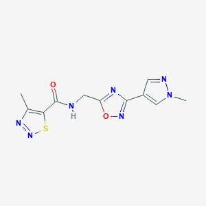 4-methyl-N-((3-(1-methyl-1H-pyrazol-4-yl)-1,2,4-oxadiazol-5-yl)methyl)-1,2,3-thiadiazole-5-carboxamide