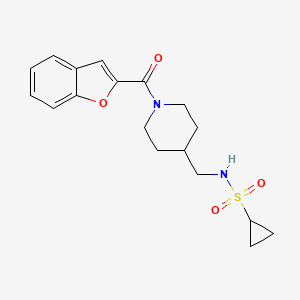 molecular formula C18H22N2O4S B2732177 N-((1-(benzofuran-2-carbonyl)piperidin-4-yl)methyl)cyclopropanesulfonamide CAS No. 1235119-37-5
