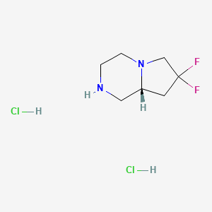 molecular formula C7H14Cl2F2N2 B2732180 (8Ar)-7,7-二氟-2,3,4,6,8,8a-六氢-1H-吡咯并[1,2-a]吡嗪;二盐酸盐 CAS No. 2580104-42-1