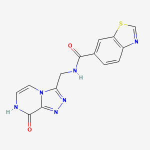molecular formula C14H10N6O2S B2732186 N-((8-羟基-[1,2,4]三唑并[4,3-a]吡嗪-3-基)甲基)苯并噻唑-6-甲酰胺 CAS No. 2034351-24-9
