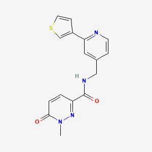 molecular formula C16H14N4O2S B2732188 1-methyl-6-oxo-N-((2-(thiophen-3-yl)pyridin-4-yl)methyl)-1,6-dihydropyridazine-3-carboxamide CAS No. 2034396-04-6