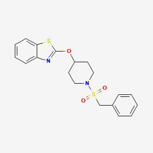 molecular formula C19H20N2O3S2 B2732189 2-((1-(苄基磺酰)哌啶-4-基)氧基)苯并噻唑 CAS No. 1323337-40-1