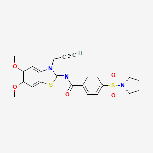 molecular formula C23H23N3O5S2 B2732191 (Z)-N-(5,6-二甲氧基-3-(丙-2-炔-1-基)苯并噻唑-2(3H)-基亚甲基)-4-(吡咯啉-1-基磺酰)苯甲酰胺 CAS No. 895453-72-2