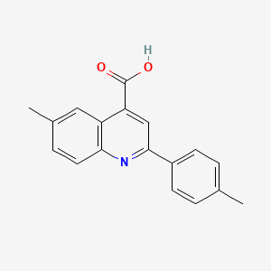 molecular formula C18H15NO2 B2732198 6-Methyl-2-(4-methylphenyl)quinoline-4-carboxylic acid CAS No. 18060-34-9