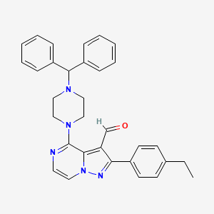 molecular formula C32H31N5O B2732205 4-[4-(Diphenylmethyl)piperazin-1-yl]-2-(4-ethylphenyl)pyrazolo[1,5-a]pyrazine-3-carbaldehyde CAS No. 1019164-16-9