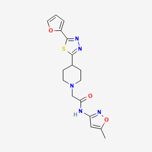 molecular formula C17H19N5O3S B2732210 2-(4-(5-(呋喃-2-基)-1,3,4-噻二唑-2-基)哌啶-1-基)-N-(5-甲基异噁唑-3-基)乙酰胺 CAS No. 1226440-41-0