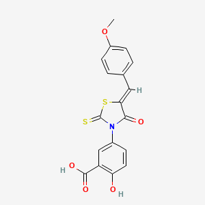 2-hydroxy-5-[(5Z)-5-[(4-methoxyphenyl)methylidene]-4-oxo-2-sulfanylidene-1,3-thiazolidin-3-yl]benzoic acid