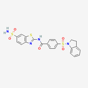molecular formula C22H18N4O5S3 B2732213 4-(indolin-1-ylsulfonyl)-N-(6-sulfamoylbenzo[d]thiazol-2-yl)benzamide CAS No. 394228-25-2