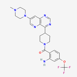 molecular formula C25H28F3N7O2 B2732229 (2-Amino-4-(trifluoromethoxy)phenyl)(4-(7-(4-methylpiperazin-1-yl)pyrido[3,2-d]pyrimidin-4-yl)piperidin-1-yl)methanone CAS No. 2307249-33-6