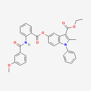 Ethyl 5-[2-[(3-methoxybenzoyl)amino]benzoyl]oxy-2-methyl-1-phenylindole-3-carboxylate