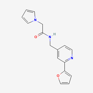 molecular formula C16H15N3O2 B2732240 N-((2-(呋喃-2-基)吡啶-4-基甲基)-2-(1H-吡咯-1-基)乙酰胺 CAS No. 2034272-53-0