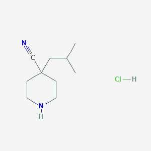 molecular formula C10H19ClN2 B2732244 4-(2-Methylpropyl)piperidine-4-carbonitrile;hydrochloride CAS No. 936481-95-7