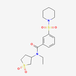 molecular formula C18H26N2O5S2 B2732255 N-(1,1-diketothiolan-3-yl)-N-ethyl-3-piperidinosulfonyl-benzamide CAS No. 898425-99-5
