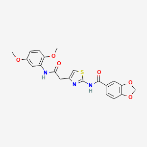 molecular formula C21H19N3O6S B2732257 N-(4-(2-((2,5-dimethoxyphenyl)amino)-2-oxoethyl)thiazol-2-yl)benzo[d][1,3]dioxole-5-carboxamide CAS No. 941985-16-6