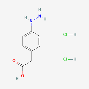 molecular formula C8H12Cl2N2O2 B2732263 2-(4-Hydrazinylphenyl)acetic acid dihydrochloride CAS No. 1909309-05-2