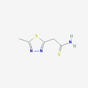 molecular formula C5H7N3S2 B2732266 2-(5-Methyl-1,3,4-thiadiazol-2-yl)ethanethioamide CAS No. 2111502-22-6
