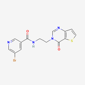 molecular formula C14H11BrN4O2S B2732269 5-bromo-N-(2-(4-oxothieno[3,2-d]pyrimidin-3(4H)-yl)ethyl)nicotinamide CAS No. 1904199-68-3