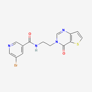 molecular formula C14H11BrN4O2S B2732269 5-溴-N-(2-(4-氧代噻吩[3,2-d]嘧啶-3(4H)-基)乙基)烟酰胺 CAS No. 1904199-68-3