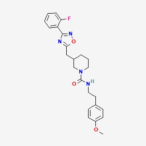 molecular formula C24H27FN4O3 B2732270 3-((3-(2-氟苯基)-1,2,4-噁二唑-5-基)甲基)-N-(4-甲氧基苯乙基)哌啶-1-羧酰胺 CAS No. 1705444-71-8