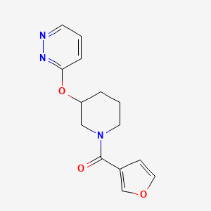 molecular formula C14H15N3O3 B2732273 Furan-3-yl(3-(pyridazin-3-yloxy)piperidin-1-yl)methanone CAS No. 2034481-00-8