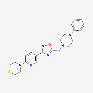 molecular formula C22H26N6OS B2732278 5-((4-苯基哌嗪-1-基)甲基)-3-(6-硫代吗啉基吡啶-3-基)-1,2,4-噁二唑 CAS No. 1251606-34-4