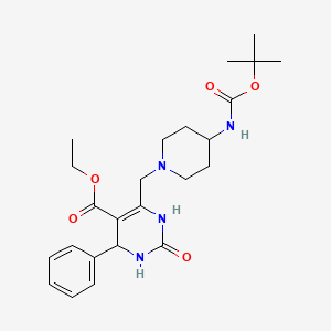 molecular formula C24H34N4O5 B2732279 Ethyl 6-({4-[(tert-butoxycarbonyl)amino]piperidin-1-yl}methyl)-2-oxo-4-phenyl-1,2,3,4-tetrahydropyrimidine-5-carboxylate CAS No. 1252859-61-2