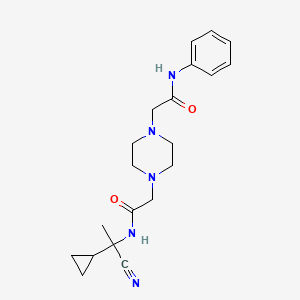 molecular formula C20H27N5O2 B2732287 2-[4-[2-[(1-Cyano-1-cyclopropylethyl)amino]-2-oxoethyl]piperazin-1-yl]-N-phenylacetamide CAS No. 1241517-38-3
