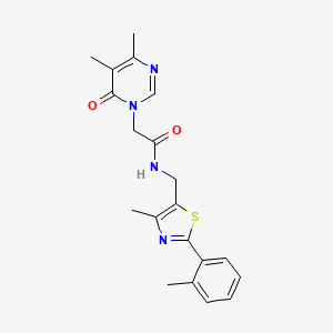molecular formula C20H22N4O2S B2732291 2-(4,5-dimethyl-6-oxopyrimidin-1(6H)-yl)-N-((4-methyl-2-(o-tolyl)thiazol-5-yl)methyl)acetamide CAS No. 1448033-32-6