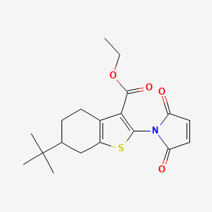 molecular formula C19H23NO4S B2732292 ethyl 6-tert-butyl-2-(2,5-dioxo-2,5-dihydro-1H-pyrrol-1-yl)-4,5,6,7-tetrahydro-1-benzothiophene-3-carboxylate CAS No. 887852-37-1