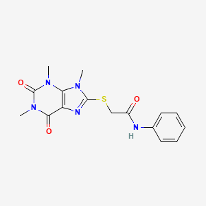 N-phenyl-2-((1,3,9-trimethyl-2,6-dioxo-2,3,6,9-tetrahydro-1H-purin-8-yl)thio)acetamide