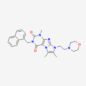 molecular formula C27H30N6O3 B2732296 4,7,8-Trimethyl-6-(2-morpholin-4-ylethyl)-2-(naphthalen-1-ylmethyl)purino[7,8-a]imidazole-1,3-dione CAS No. 927542-88-9