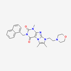 molecular formula C27H30N6O3 B2732296 4,7,8-三甲基-6-(2-吗啉-4-基乙基)-2-(萘-1-基甲基)嘌呤[7,8-a]咪唑-1,3-二酮 CAS No. 927542-88-9