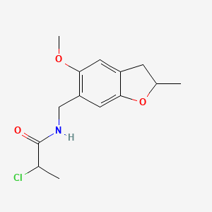 molecular formula C14H18ClNO3 B2732297 2-Chloro-N-[(5-methoxy-2-methyl-2,3-dihydro-1-benzofuran-6-yl)methyl]propanamide CAS No. 2411296-15-4