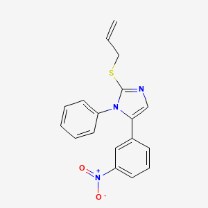 molecular formula C18H15N3O2S B2732302 2-(烯丙硫基)-5-(3-硝基苯基)-1-苯基-1H-咪唑 CAS No. 1234990-58-9