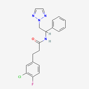 molecular formula C19H18ClFN4O B2732309 3-(3-chloro-4-fluorophenyl)-N-(1-phenyl-2-(2H-1,2,3-triazol-2-yl)ethyl)propanamide CAS No. 2309598-32-9