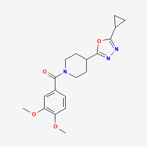 molecular formula C19H23N3O4 B2732334 (4-(5-Cyclopropyl-1,3,4-oxadiazol-2-yl)piperidin-1-yl)(3,4-dimethoxyphenyl)methanone CAS No. 1208885-29-3