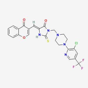 molecular formula C24H19ClF3N5O3S B2732338 (5Z)-3-[[4-[3-chloro-5-(trifluoromethyl)pyridin-2-yl]piperazin-1-yl]methyl]-5-[(4-oxochromen-3-yl)methylidene]-2-sulfanylideneimidazolidin-4-one CAS No. 865659-91-2