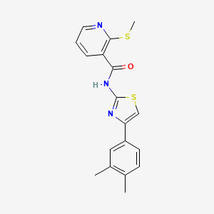 molecular formula C18H17N3OS2 B2732339 N-[4-(3,4-dimethylphenyl)-1,3-thiazol-2-yl]-2-methylsulfanylpyridine-3-carboxamide CAS No. 1147413-81-7