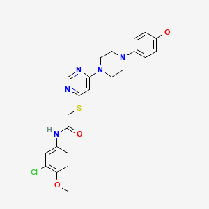 molecular formula C24H26ClN5O3S B2732341 N-(3-氯-4-甲氧基苯基)-2-({6-[4-(4-甲氧基苯基)哌嗪-1-基]嘧啶-4-基}硫基)乙酰胺 CAS No. 1251573-46-2
