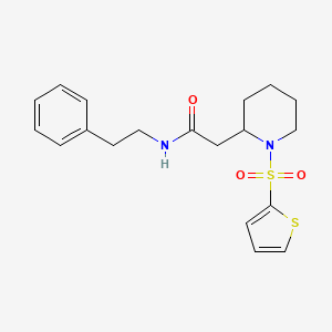 molecular formula C19H24N2O3S2 B2732344 N-phenethyl-2-(1-(thiophen-2-ylsulfonyl)piperidin-2-yl)acetamide CAS No. 1105236-18-7