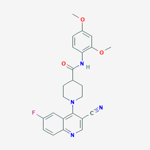 molecular formula C24H23FN4O3 B2732345 6-(3,5-dimethyl-1H-pyrazol-1-yl)-N-(3-fluoro-4-methylphenyl)pyrimidin-4-amine CAS No. 1207000-64-3
