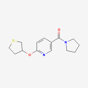 molecular formula C14H18N2O2S B2732349 Pyrrolidin-1-yl(6-((tetrahydrothiophen-3-yl)oxy)pyridin-3-yl)methanone CAS No. 2034394-09-5