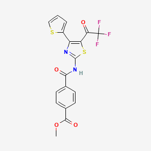 Methyl 4-((4-(thiophen-2-yl)-5-(2,2,2-trifluoroacetyl)thiazol-2-yl)carbamoyl)benzoate