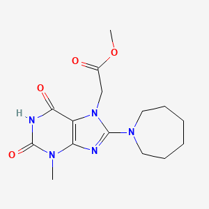 molecular formula C15H21N5O4 B2732361 Methyl 2-[8-(azepan-1-yl)-3-methyl-2,6-dioxopurin-7-yl]acetate CAS No. 332388-38-2