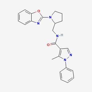molecular formula C23H23N5O2 B2732367 N-((1-(benzo[d]oxazol-2-yl)pyrrolidin-2-yl)methyl)-5-methyl-1-phenyl-1H-pyrazole-4-carboxamide CAS No. 1798541-11-3