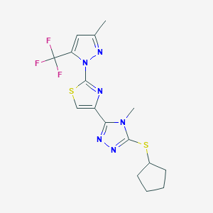 3-(cyclopentylsulfanyl)-4-methyl-5-{2-[3-methyl-5-(trifluoromethyl)-1H-pyrazol-1-yl]-1,3-thiazol-4-yl}-4H-1,2,4-triazole