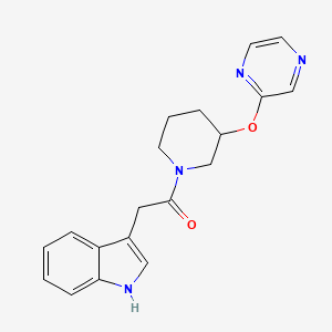 molecular formula C19H20N4O2 B2732404 2-(1H-indol-3-yl)-1-(3-(pyrazin-2-yloxy)piperidin-1-yl)ethanone CAS No. 2034251-86-8