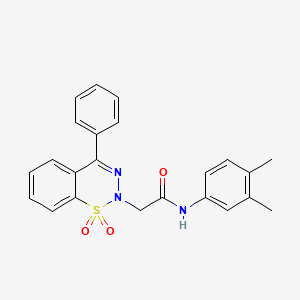 molecular formula C23H21N3O3S B2732414 N-(3,4-dimethylphenyl)-2-(1,1-dioxido-4-phenyl-2H-1,2,3-benzothiadiazin-2-yl)acetamide CAS No. 1184976-80-4