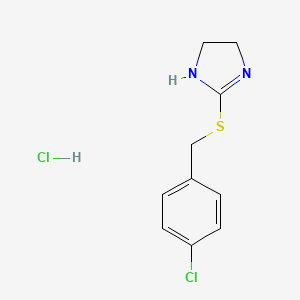molecular formula C10H12Cl2N2S B2732418 2-[(4-chlorobenzyl)thio]-4,5-dihydro-1H-imidazole hydrochloride CAS No. 673434-78-1