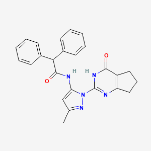 molecular formula C25H23N5O2 B2732419 N-(3-methyl-1-(4-oxo-4,5,6,7-tetrahydro-3H-cyclopenta[d]pyrimidin-2-yl)-1H-pyrazol-5-yl)-2,2-diphenylacetamide CAS No. 1006271-19-7